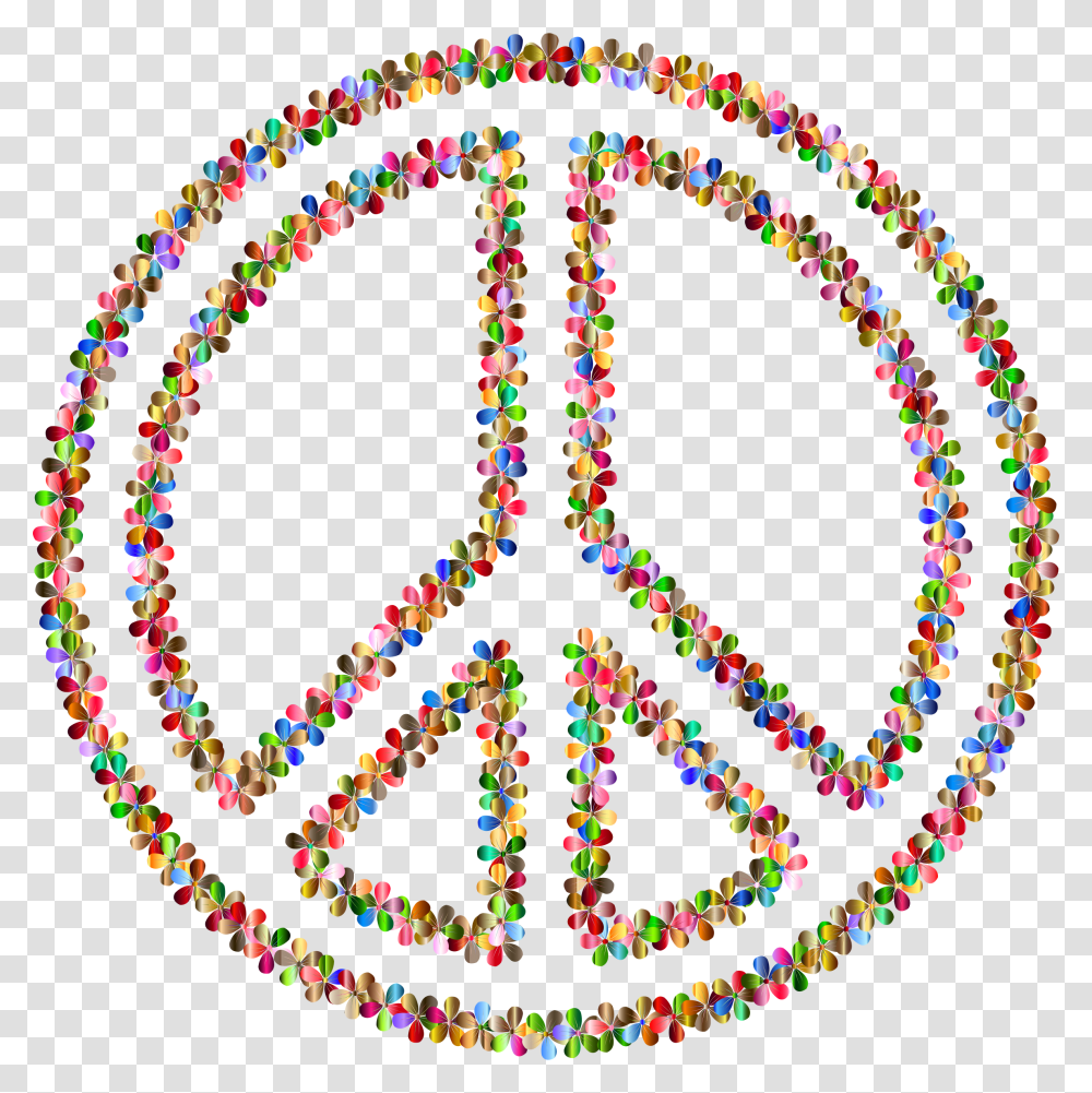 Prismatic Floral Peace Sign Outline Background Peace Symbol, Pattern, Ornament, Necklace, Jewelry Transparent Png