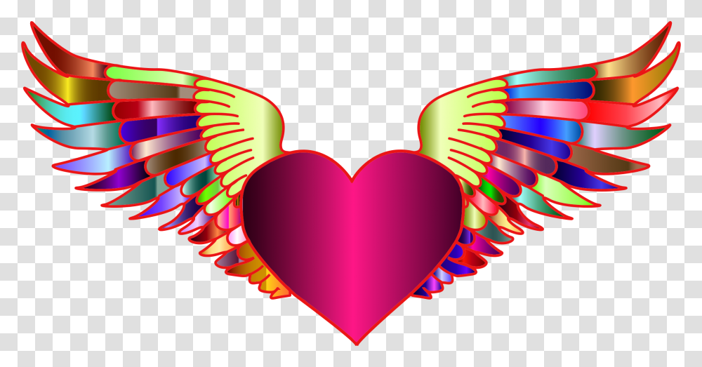 Prismatic Flying Heart 2 Clip Arts Heart With Wings Clipart Transparent Png