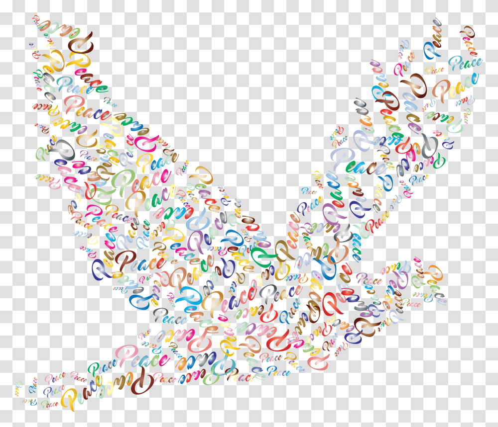 Prismatic Flying Peace Dove Typography 2 No Background, Confetti, Paper Transparent Png