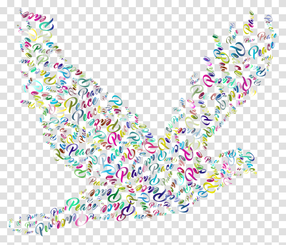 Prismatic Flying Peace Dove Typography 3 No Background Peace Dove Background, Confetti, Paper Transparent Png