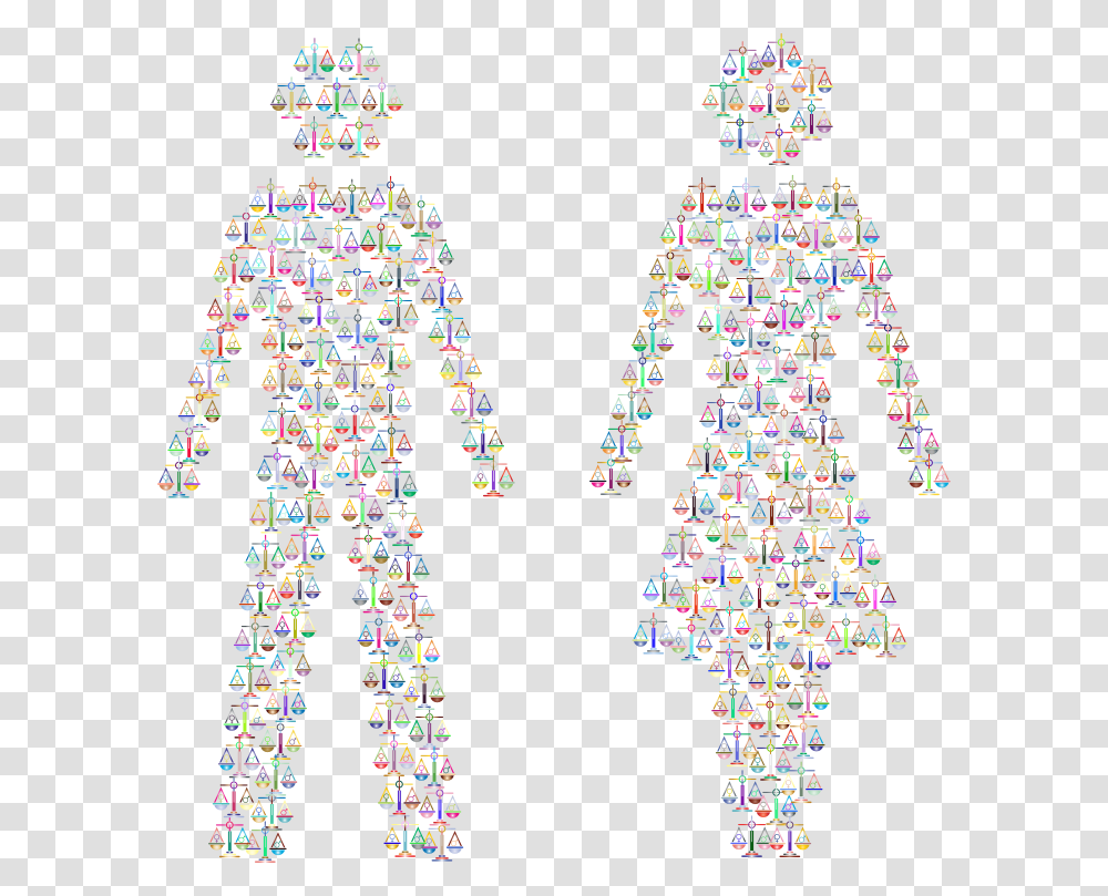 Prismatic Gender Equality Male And Female Figures 3 Gender Equality, Tree, Plant, Ornament, Christmas Tree Transparent Png