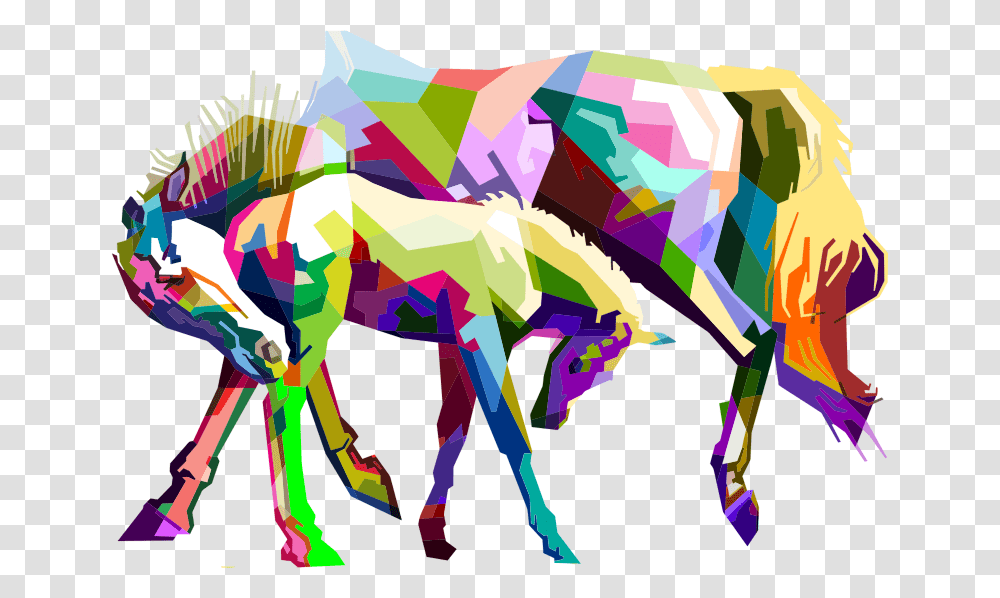 Prismatic Geometric Mother And Child Horses Art Graphic Horse Head, Animal, Modern Art, Mammal Transparent Png