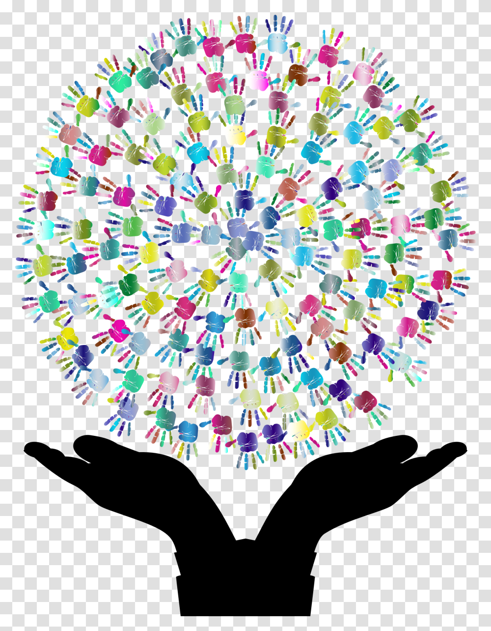 Prismatic Hands Tree 2 Clip Arts Logo Tree Hands, Rug, Pattern, Paper Transparent Png