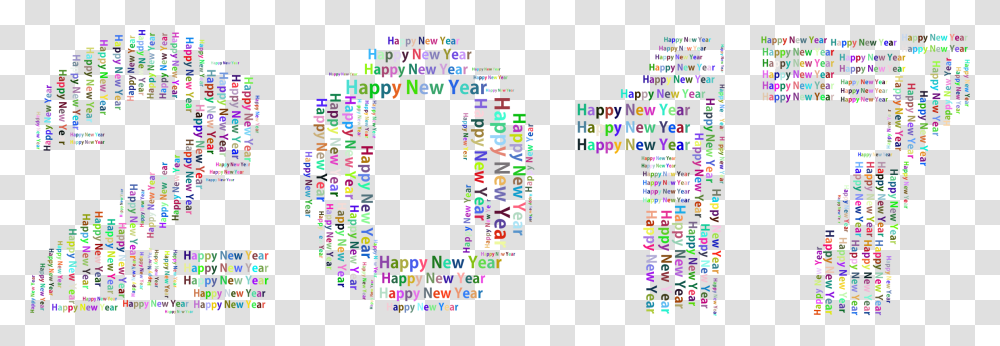 Prismatic Happy Year Word Happy New Year Background, Number, Pac Man Transparent Png