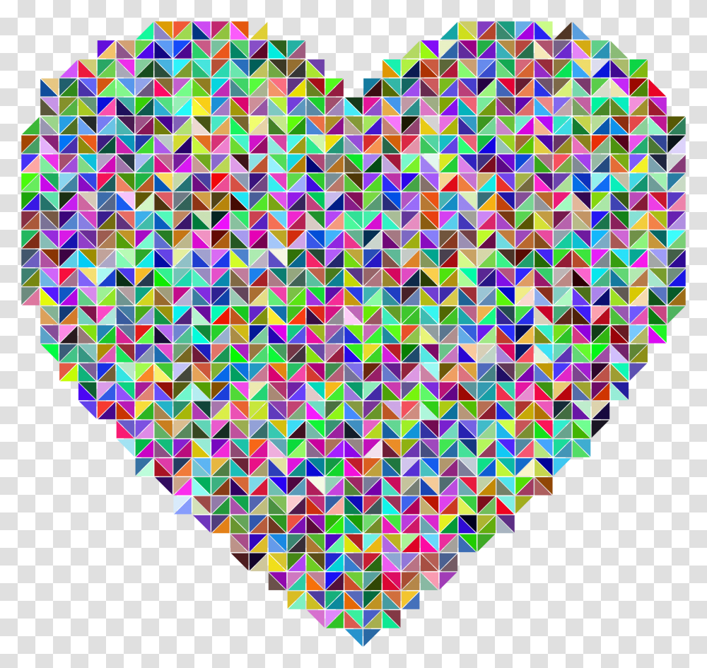 Prismatic Heart Triangular Mosaic Icons, Rug, Pattern, Dye Transparent Png