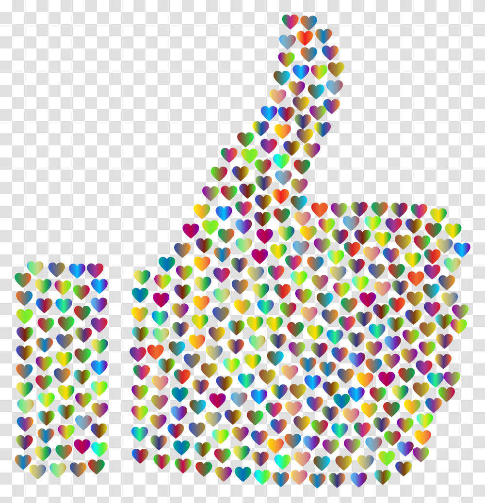 Prismatic Hearts Thumbs Up Silhouette 4 No Background Thumbs Up Background, Christmas Tree, Plant Transparent Png