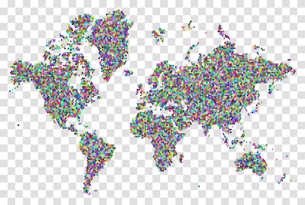 Prismatic Hexagonal World Map No Background Clip Arts Colorful World Map No Background, Pac Man, Pattern Transparent Png