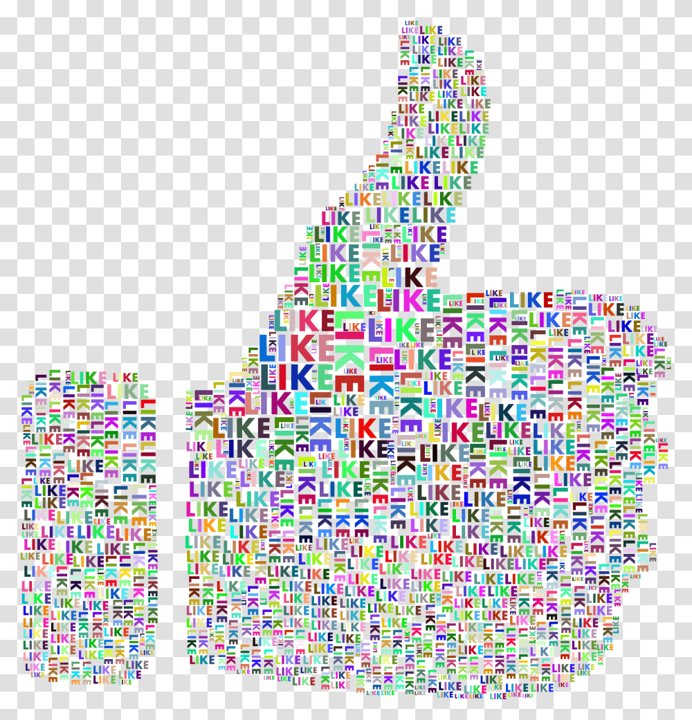 Prismatic Like Thumbs Up Word Cloud Clip Arts Social Media Clipart Like, Number, Light Transparent Png