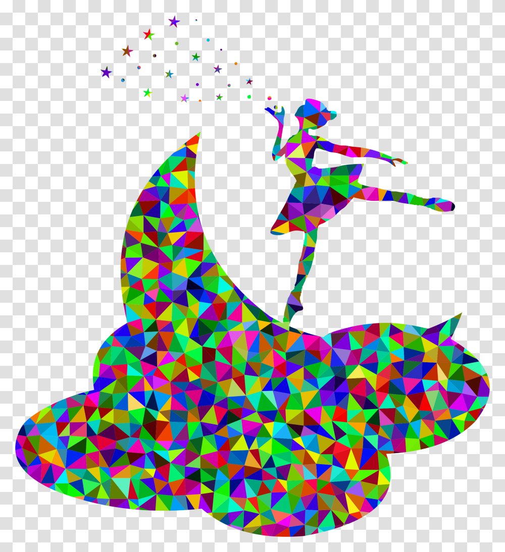 Prismatic Low Poly Ballerina On The Moon Clip Arts Colorful Arrow Pointing Down, Lighting, Ornament Transparent Png