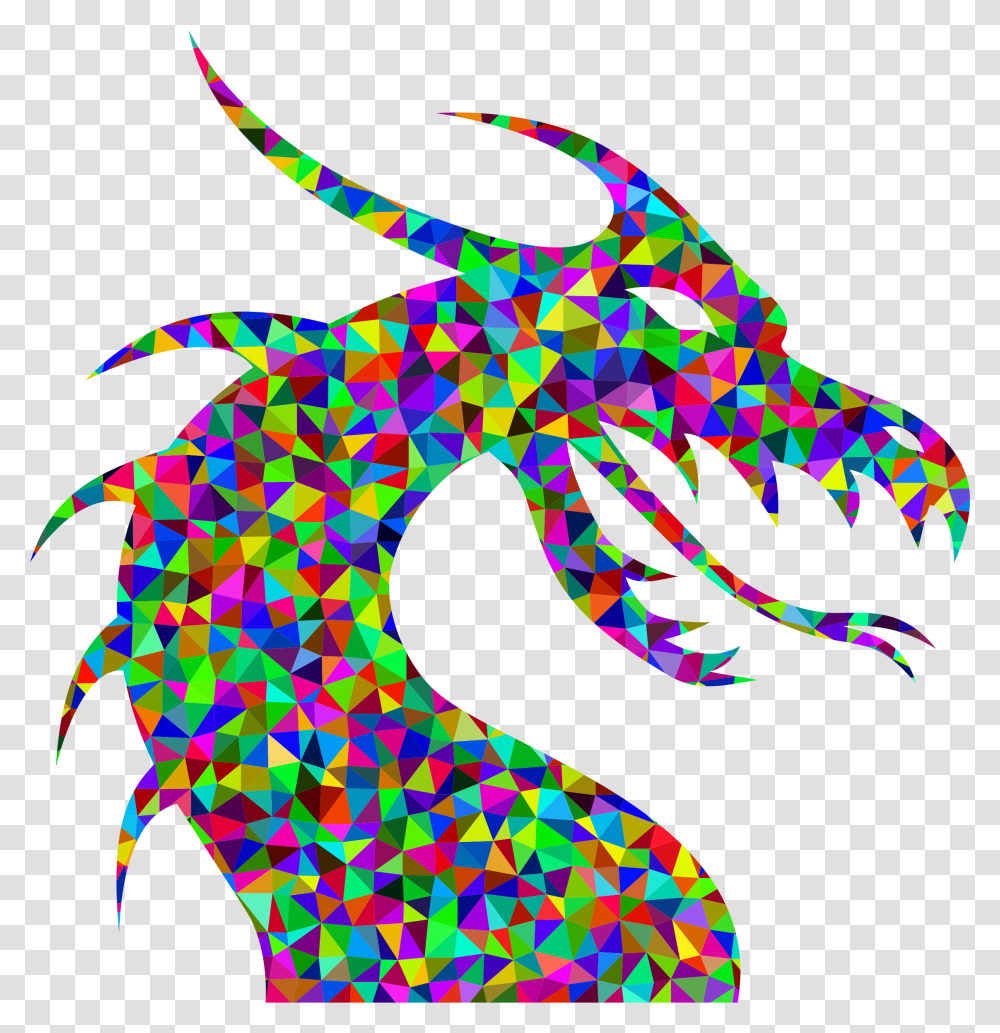 Prismatic Low Poly Dragon Clip Arts Dragon Black And White, Pattern Transparent Png