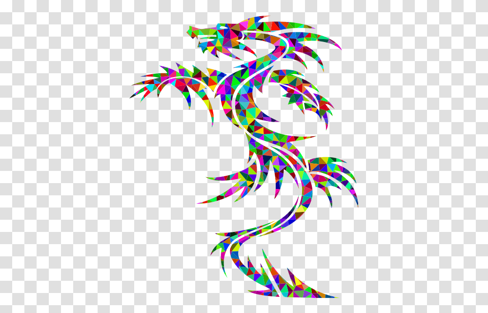 Prismatic Low Poly Tribal Dragon Draghi Disegno Tattoo Tribale, Pattern, Light Transparent Png