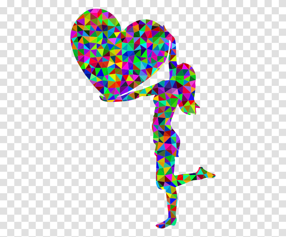 Prismatic Low Poly Woman With Big Heart Background On Self Love, Person, Pattern, Paper Transparent Png