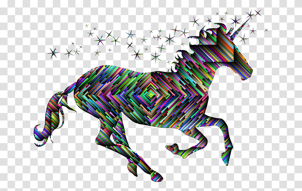 Prismatic Magical Unicorn Silhouette Concentric With Unicorn Silhouette Background, Lighting, Paper Transparent Png