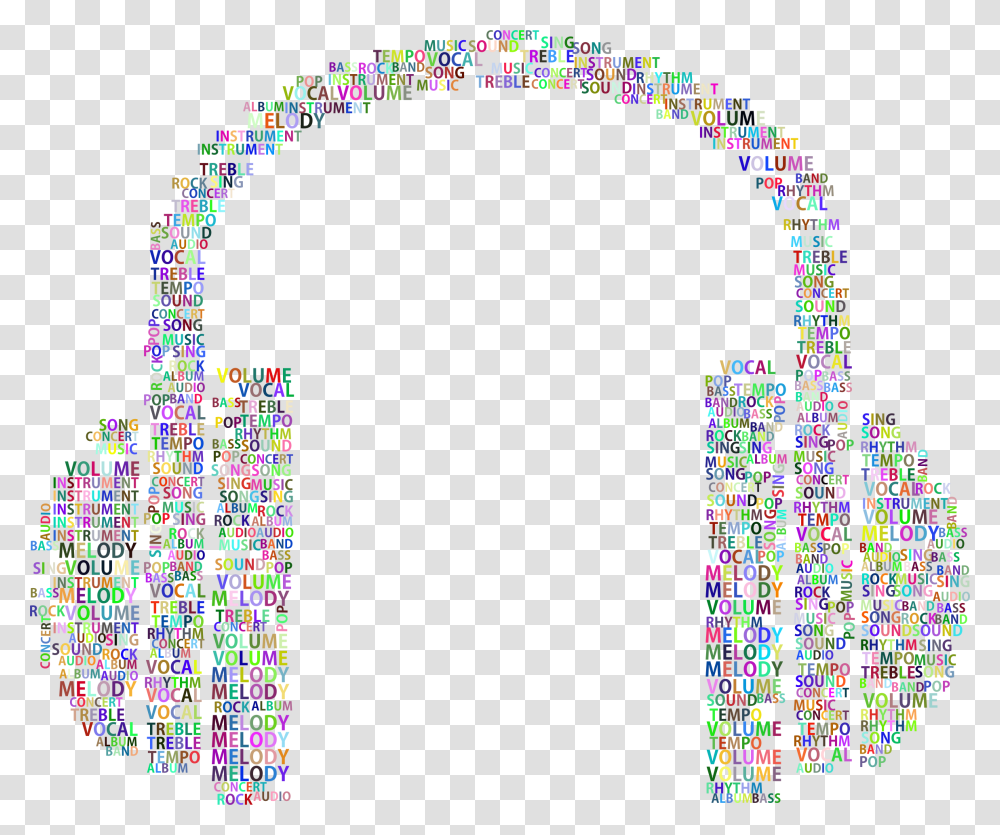 Prismatic Music Headphones Word Cloud No Background Icons, Architecture, Building, Arched Transparent Png
