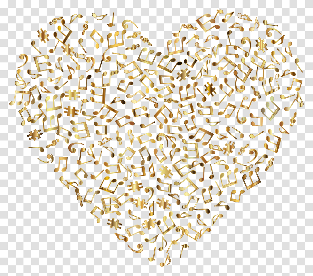 Prismatic Musical Heart 4 5 No Background Clip Arts Gold Music Notes Background, Rug Transparent Png