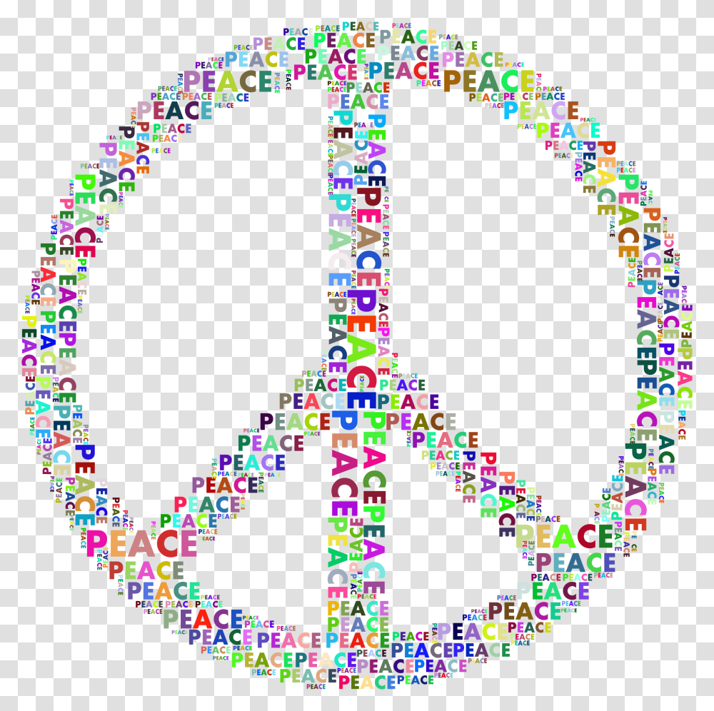 Prismatic Peace Sign Word Cloud No Background Clip Peace Sign With Words, Pattern, Lighting Transparent Png