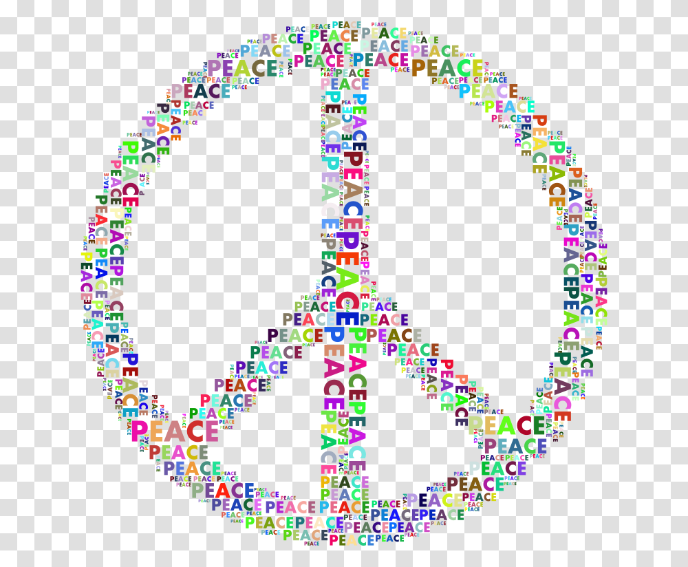 Prismatic Peace Sign Word Cloud No Background Peace Sign With Words, Pattern, Ornament Transparent Png