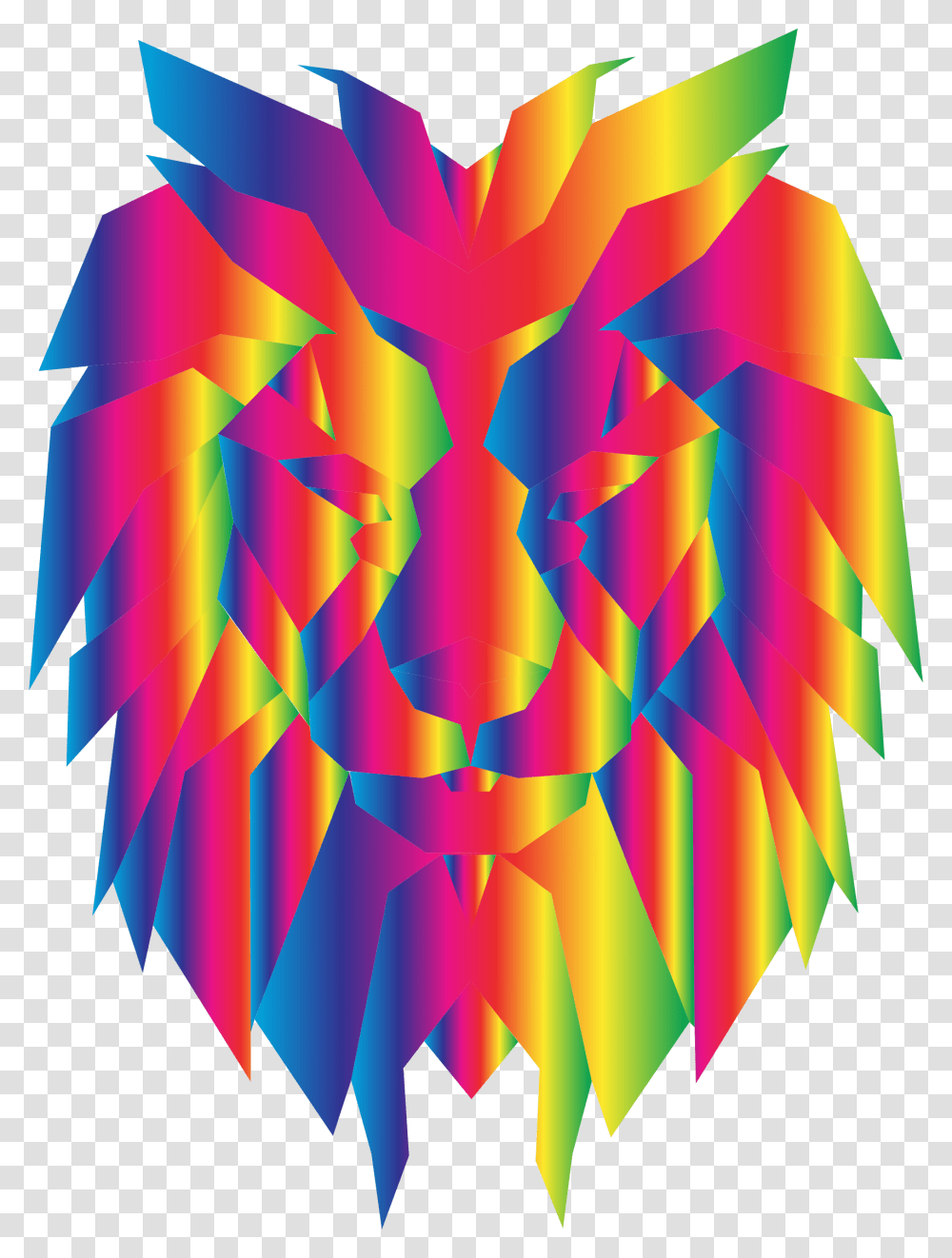 Prismatic Polygonal Lion Face 2 Clip Arts Lion Prismatic, Pattern, Ornament, Fractal Transparent Png