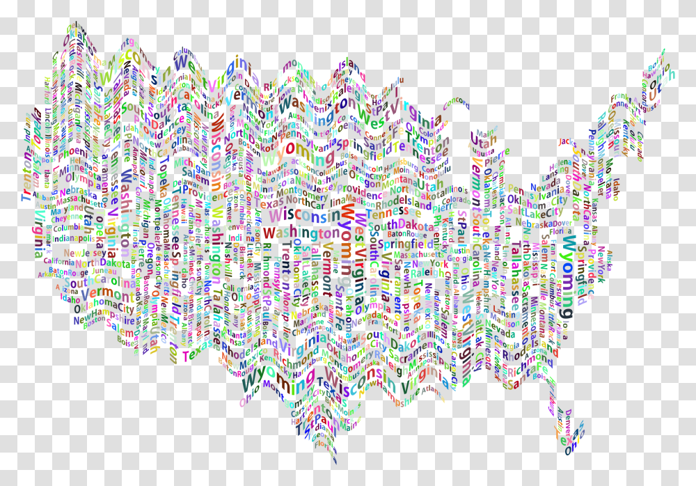 Prismatic Ripples America States And Capitals Word Illustration, Pattern, Fractal, Ornament, Pac Man Transparent Png
