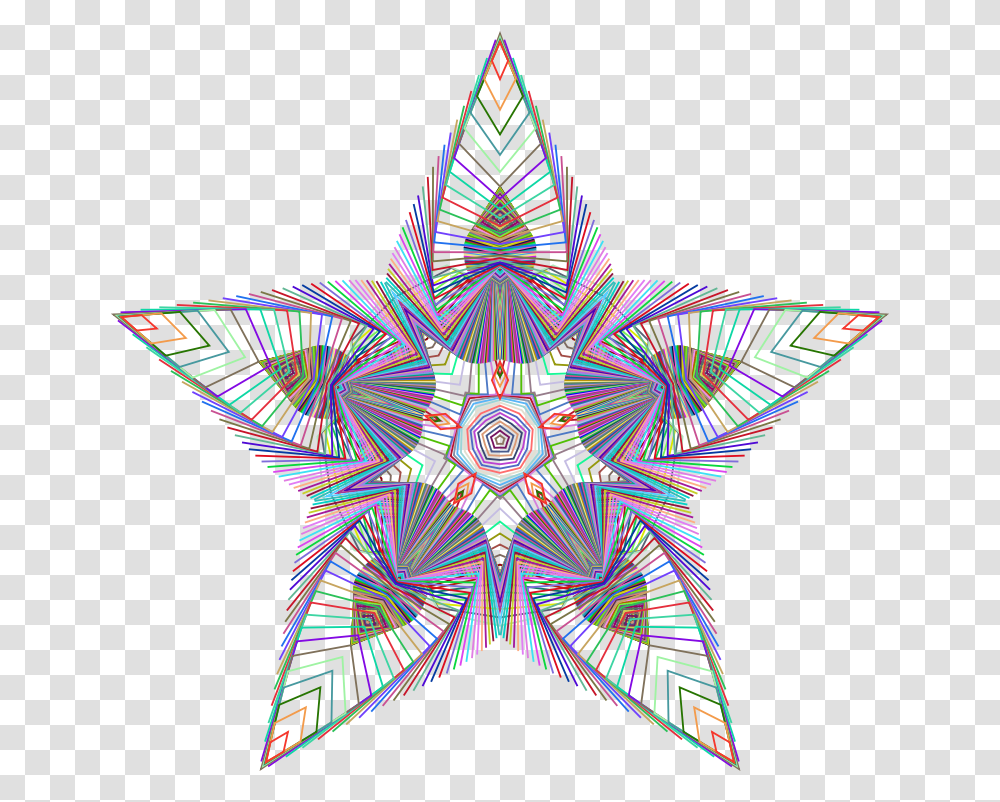 Prismatic Star Line Art Illustration, Star Symbol Transparent Png