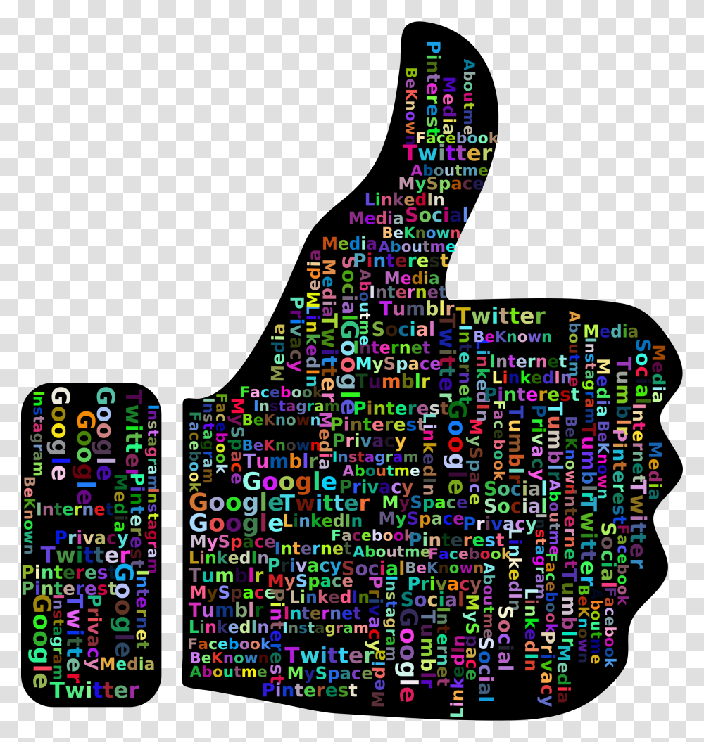 Prismatic Thumbs Up Social Media Word Cloud 2 Clip Social Media Cloud Icon Free, Pac Man Transparent Png