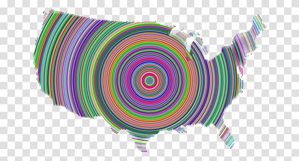 Prismatic United States Concentric Circles, Ornament, Pattern, Fractal, Spiral Transparent Png