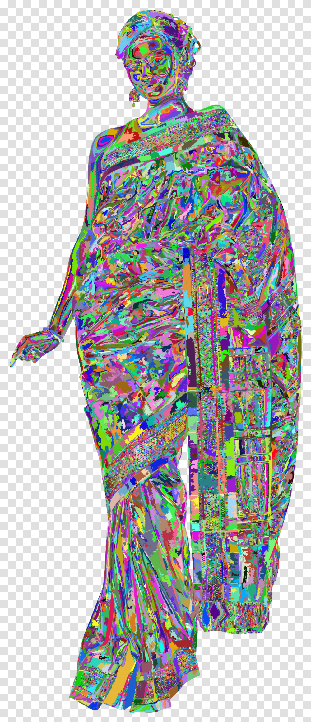 Prismatic Woman In Saree Clip Arts Saree Lady Icon Background, Person, Outdoors Transparent Png