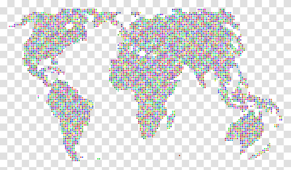 Prismatic World Map Dots 2 Clip Arts World Map Dot, Pac Man Transparent Png