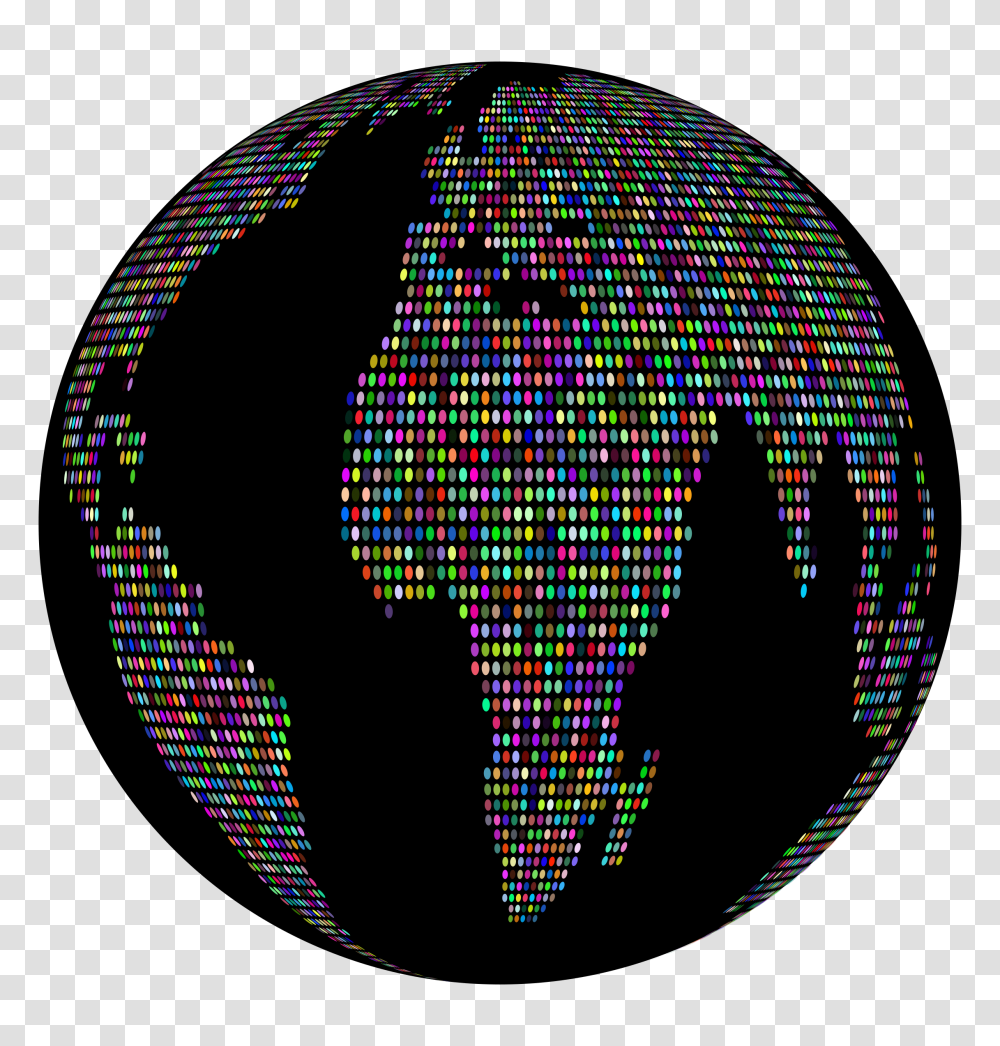 Prismatic World Map Dots Globe Black Icons, Rug, Sphere Transparent Png
