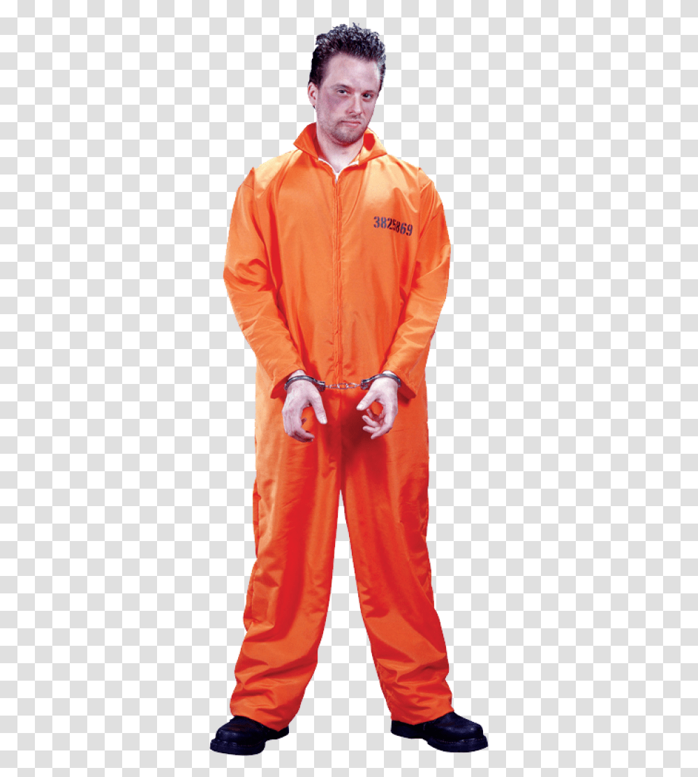 Prisoner Download Image Orange Jumpsuit, Clothing, Apparel, Coat, Raincoat Transparent Png