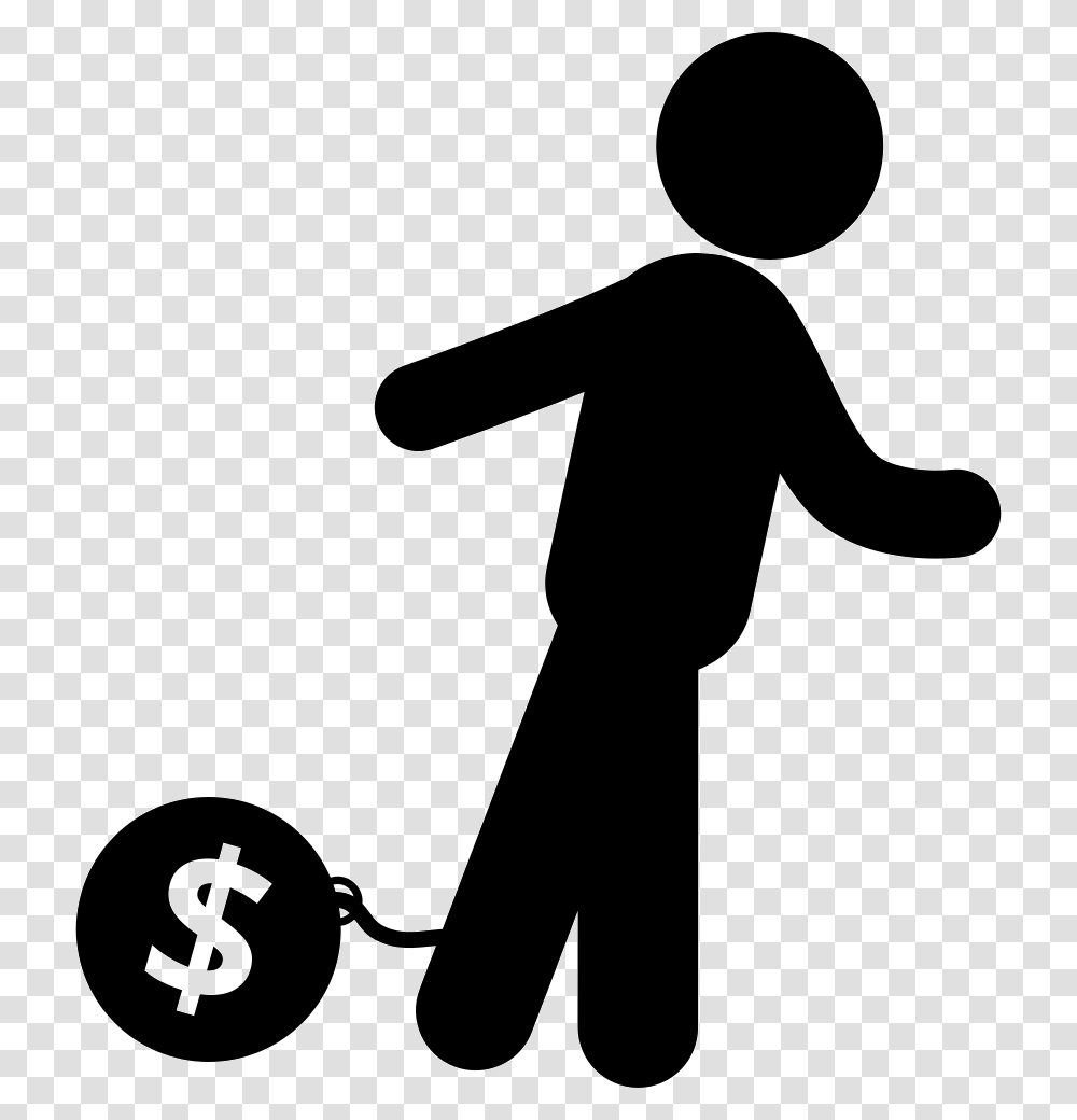 Prisoner Man With Money Fetter And Ball Icon Free Download, Person, Human, Stencil Transparent Png