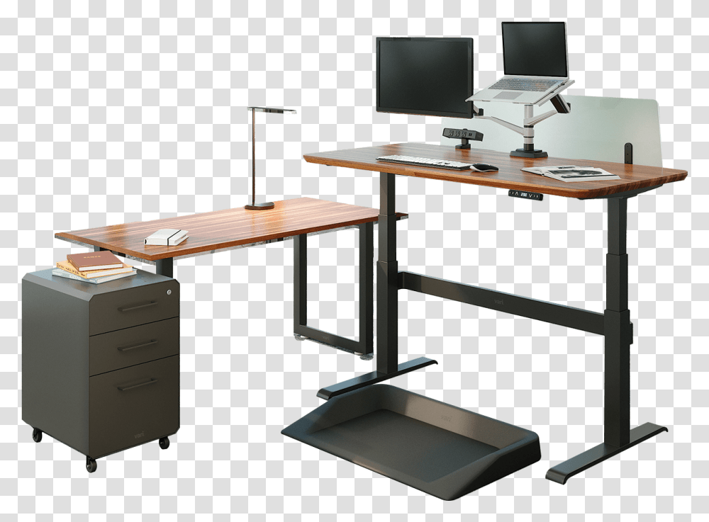 Private Office Space Computer Desk, Furniture, Table, Electronics, LCD Screen Transparent Png
