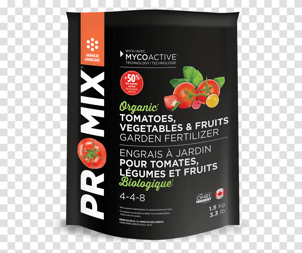 Pro Mix Organic Garden Fertilizer For Tomatoes Vegetables Plum Tomato, Tin, Bottle, Can, Label Transparent Png