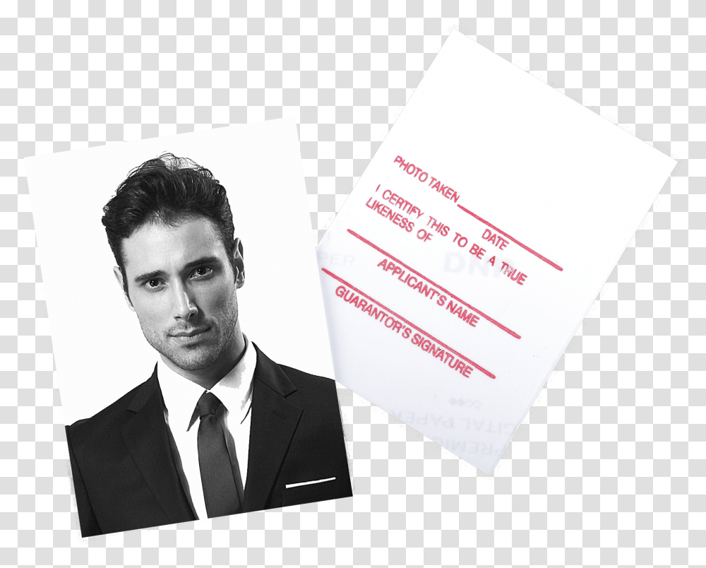 Pro Passport Photo Black And White Gentleman, Advertisement, Tie, Poster, Person Transparent Png