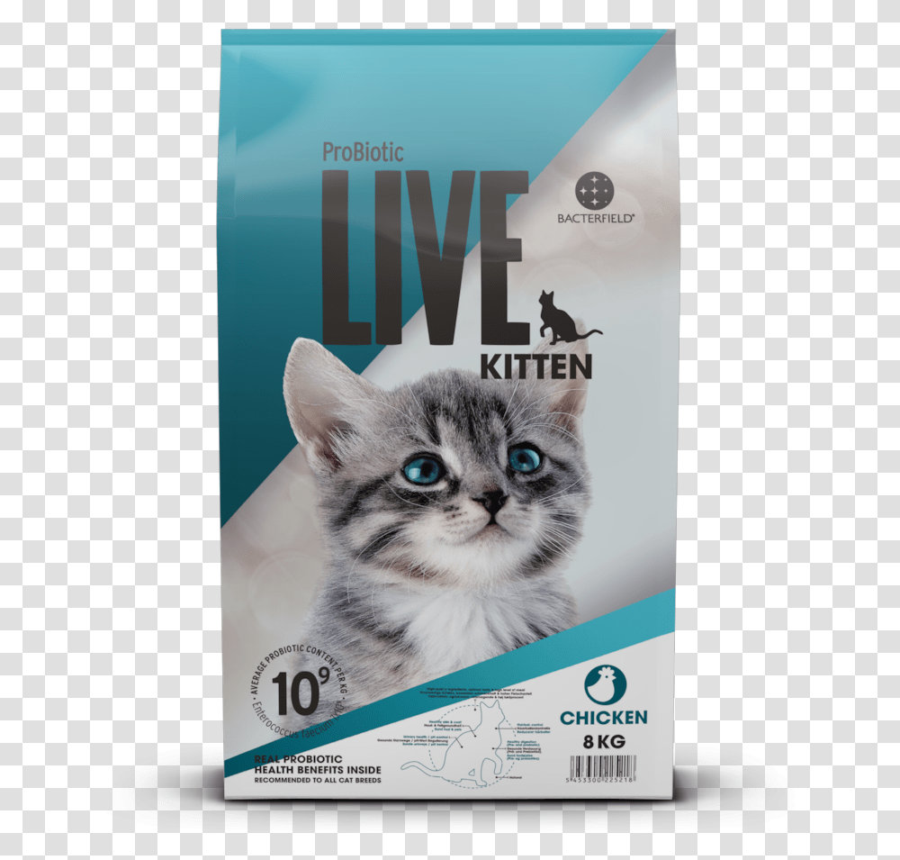 Probiotic Live Cat Kitten Chicken Live Kitten Cat Chicken, Label, Poster, Advertisement Transparent Png