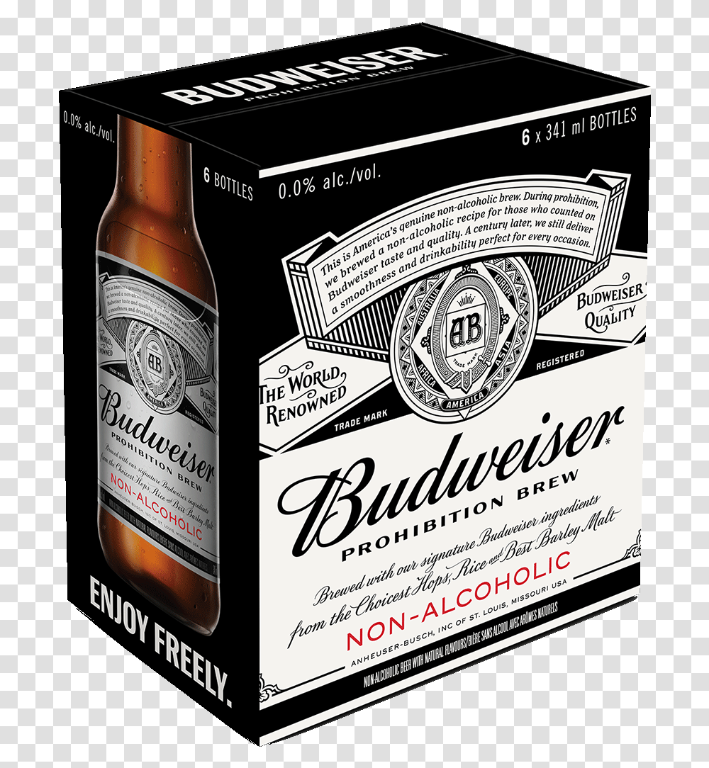 Product Front Prohibition Non Alcoholic Budweiser, Beverage, Drink, Beer, Flyer Transparent Png