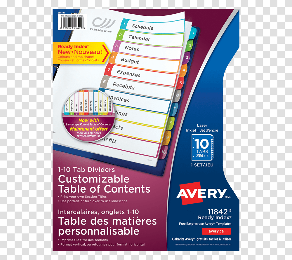 Product Image Avery Ready Index Avery Inc, Advertisement, Poster, Flyer, Paper Transparent Png