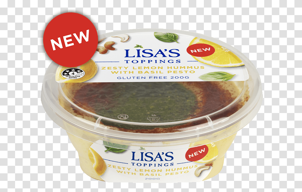 Products Lisa's Zesty Lemon Hummus With Basil Pesto New, Dessert, Food, Yogurt, Potted Plant Transparent Png