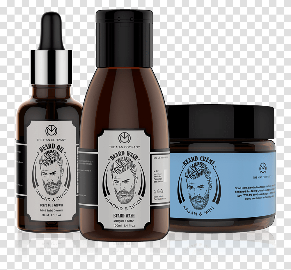 Productsbeard Care Kitfront E1c4f2bc 1960 4e2c 89ec Man Company Beard Grooming Products, Label, Bottle, Alcohol Transparent Png
