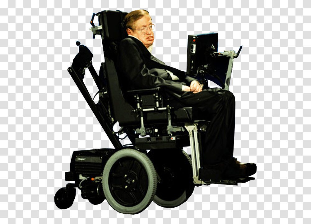 Professor Stephen Hawking Stephen Hawking Wheelchair In Space, Furniture, Person, Human, Lawn Mower Transparent Png
