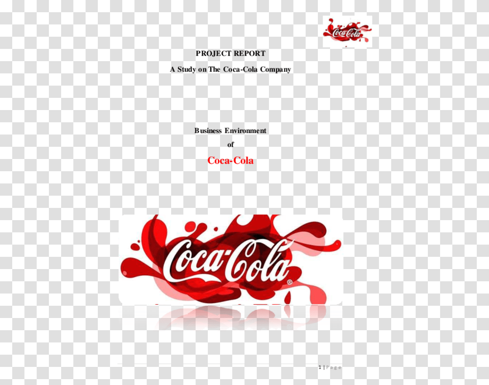 Project Report A Study Business Environment Of Coca Cola, Coke, Beverage, Drink Transparent Png