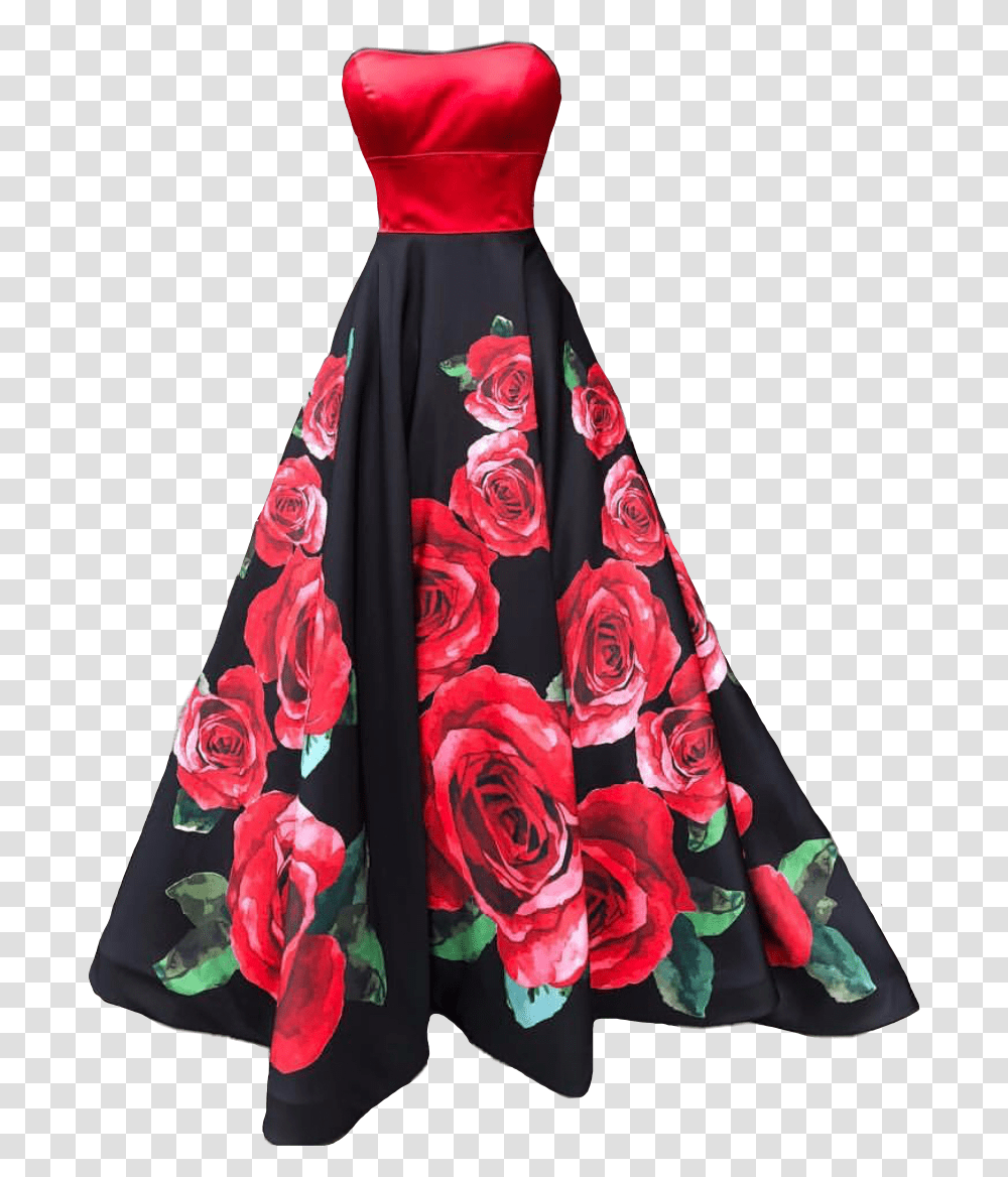 Prom Dress Red Rose Black Roses Promdress Dance Floribunda, Apparel, Robe, Fashion Transparent Png