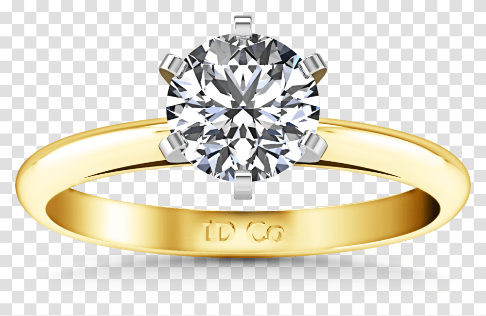 Prong Yellow Gold Solitaire Engagement Ring, Jewelry, Accessories, Accessory, Diamond Transparent Png