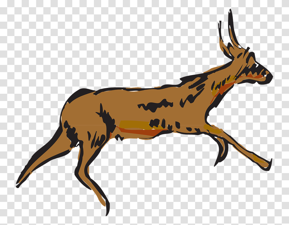 Pronghorn Antelope Clipart Animated Running Antelope, Wildlife, Animal, Deer, Mammal Transparent Png