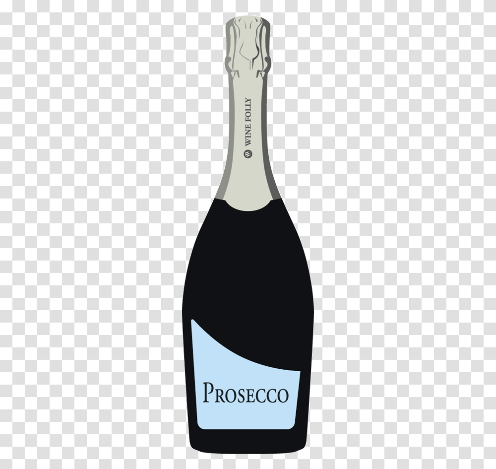 Prosecco Bottle With Blue Label Illustration Of Prosecco Bottle, Beverage, Drink, Alcohol, Wine Transparent Png