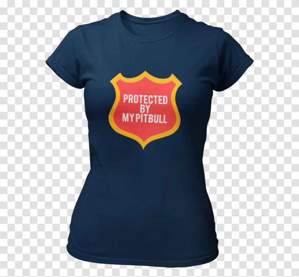 Protected By My Pitbull Navy Active Shirt, Clothing, Apparel, T-Shirt, Symbol Transparent Png