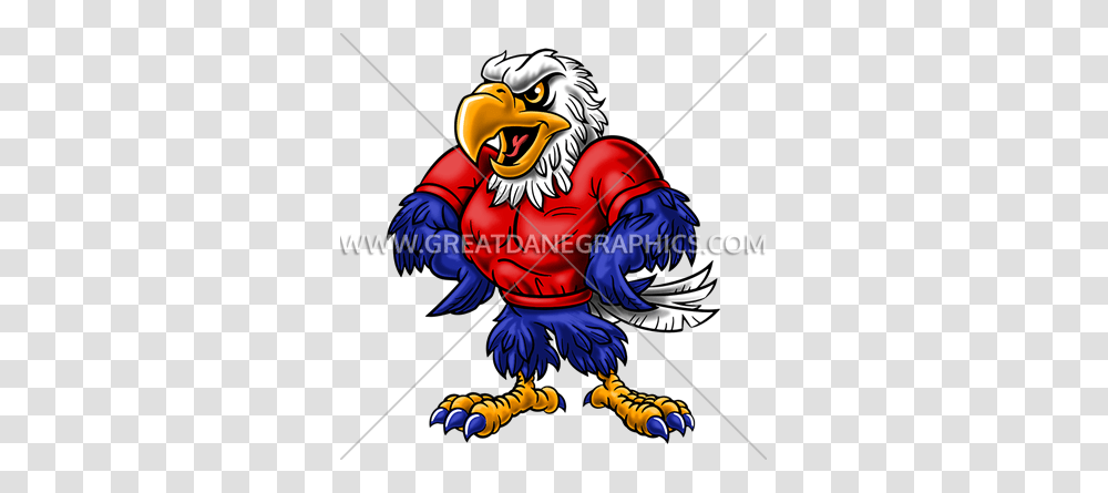Proud Cartoon Eagle Mascot Production Ready Artwork For T Shirt, Costume, Person, Duel, Weapon Transparent Png