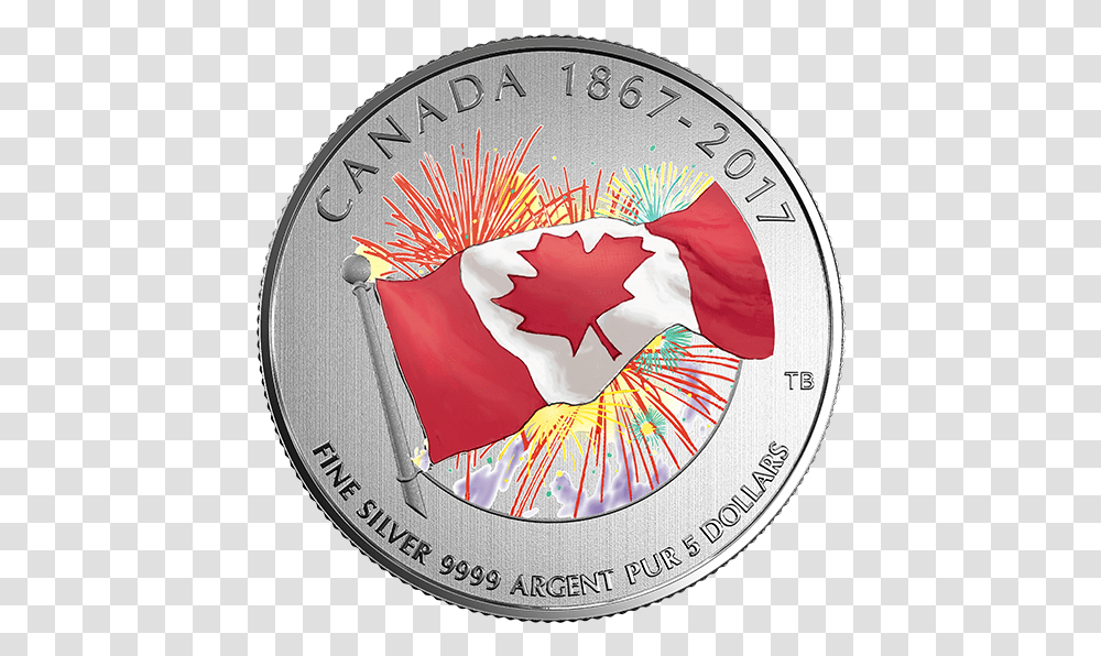 Proudly Canadian Glow In The Dark 2017 5 14 Oz Fine Silver Coin Royal Canadian Mint Canada 150 Year Coin, Money, Nickel, Dime Transparent Png