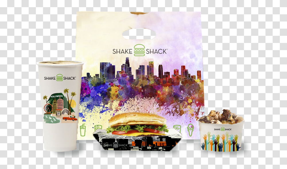 Ps Shakeshack Los Angeles City Skyline Artwork, Advertisement, Poster, Burger, Food Transparent Png