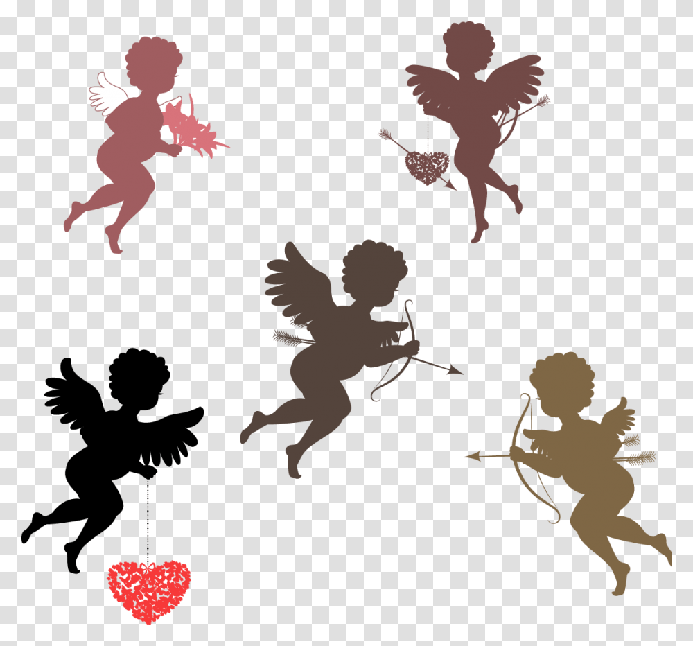 Psyche Revived By Cupids Kiss Silhouette Illustration Cupid, Person, Human, Poster, Advertisement Transparent Png